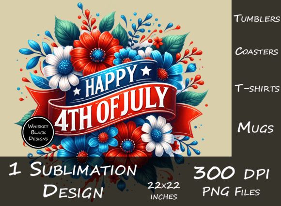 Celebrate in Style: 4th of July Floral Banner Graphic
