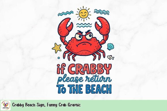 Crabby Beach Sign: Funny Crab Graphic for Creative Projects
