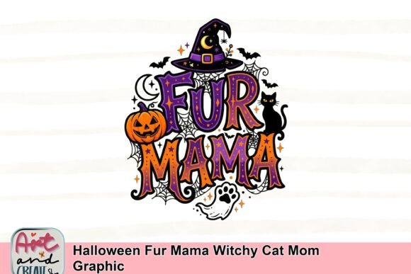 Halloween Fur Mama Witchy Cat Mom Graphic: A Spooky Design Asset