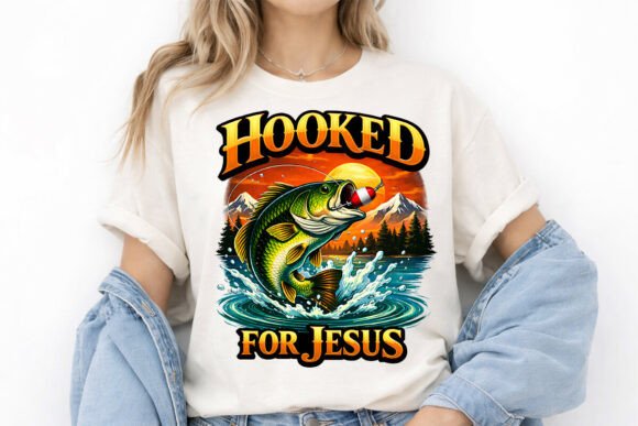 Hooked for Jesus PNG Graphic T-Shirt: Your Faith-Based Design Asset
