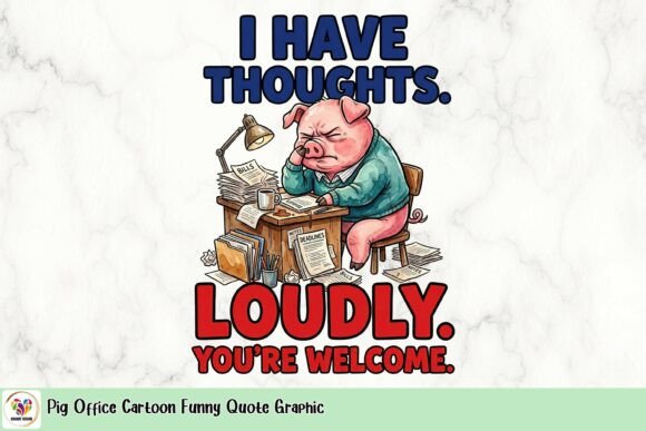 Pig Office Cartoon Funny Quote Graphic: Adding Whimsy to Design