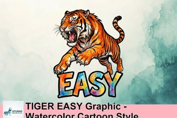 TIGER EASY Graphic: Watercolor Cartoon Style for Vibrant Projects