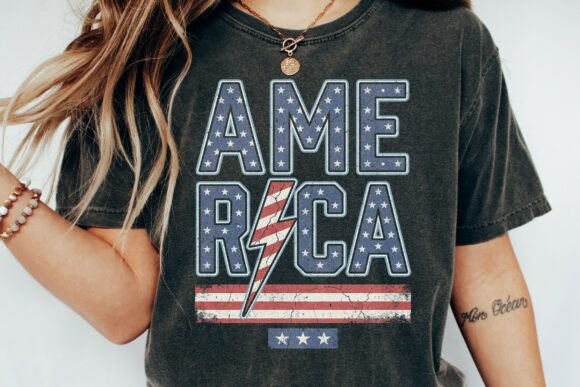 Unleash Bold Patriotism with the USA Flag Lightning Bolt Graphic